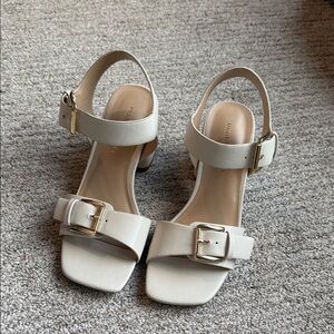 Madden Girl Cream Buckle Heel Sandals